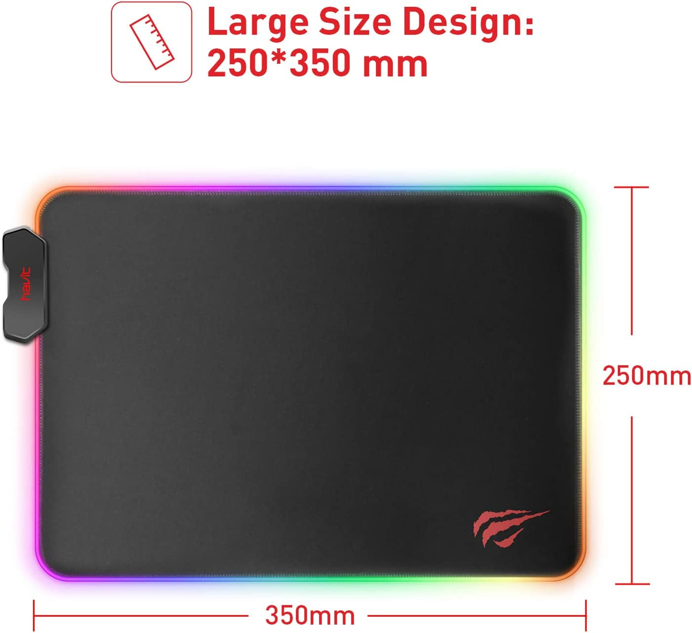 RGB Gaming Mouse Pad Soft Non-Slip Rubber Base (13.8 X 9.8 X 0.16 Inches, Black)