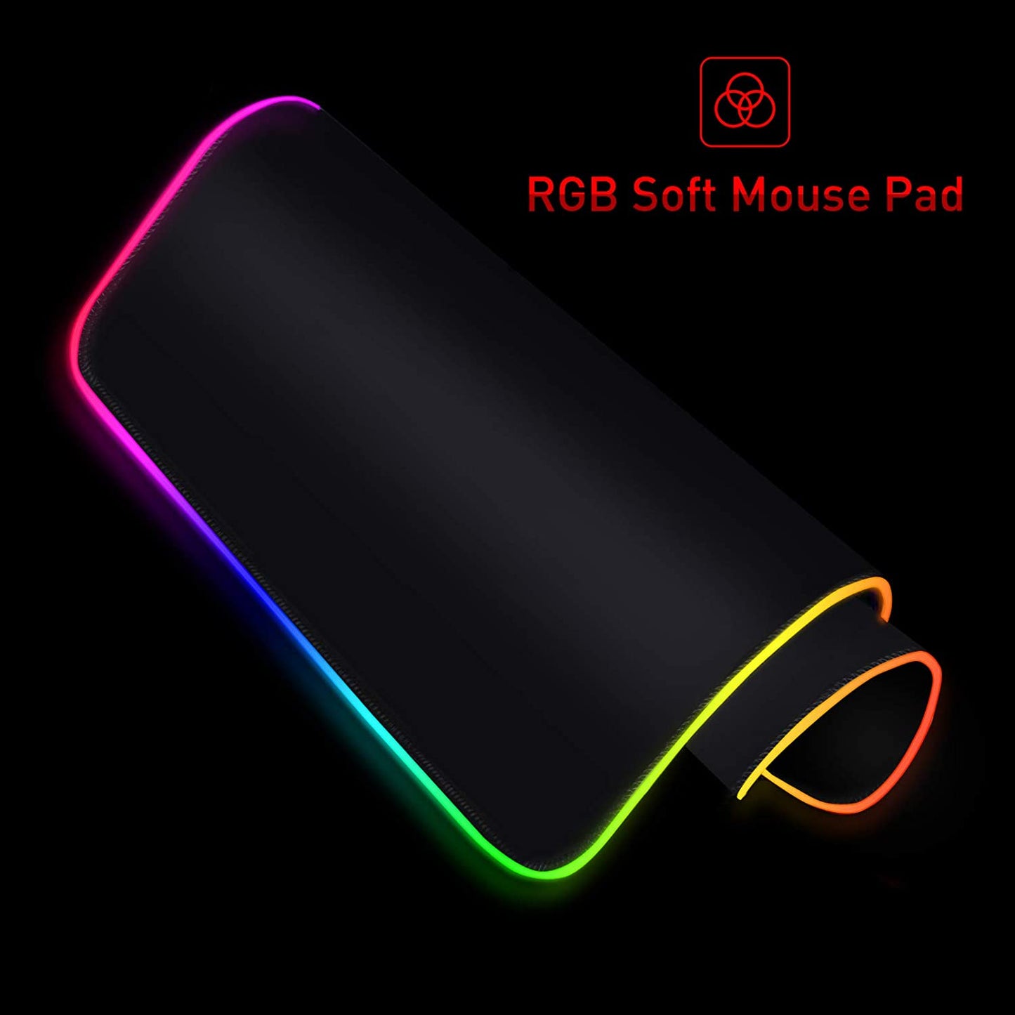 RGB Gaming Mouse Pad Soft Non-Slip Rubber Base (13.8 X 9.8 X 0.16 Inches, Black)