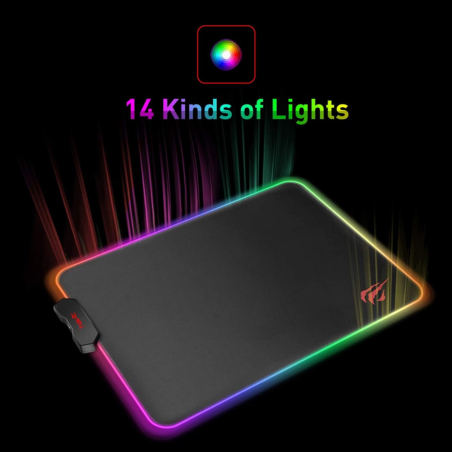 RGB Gaming Mouse Pad Soft Non-Slip Rubber Base (13.8 X 9.8 X 0.16 Inches, Black)